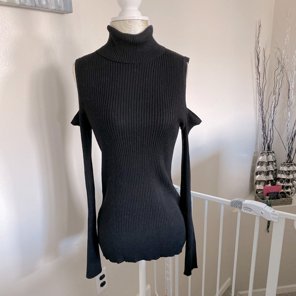 womens open shoulder turtleneck sweater